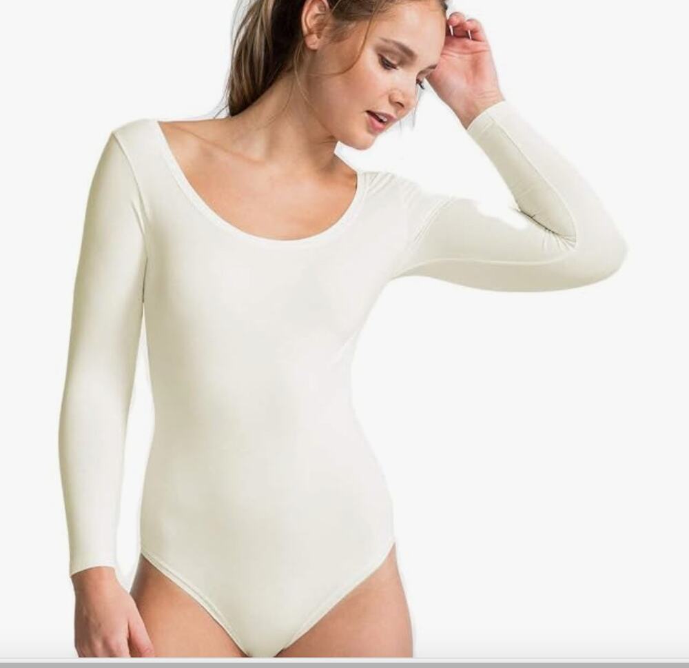 SPANX Long Sleeve Base Body Suit FS6015 POWDER White, 1X NWT